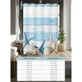 thumbnail image 6 of No Hook Cloth Fabric Shower Curtain with Snap in Liner, Blue Coastal Starfish Waterproof Shower Curtains Set with See Through Top Window, Summer Ocean Shells Wooden Grain Bath Curtains Shower 54"x78", 6 of 6