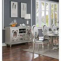 Newboti Furniture Formal Dining Room Furniture 2pcs Chairs Silver Side Chair Cutout back Cushion Leatherette Upholstered 44089