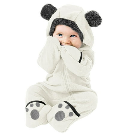 

Baby Girls Boys Solid Cartoon Ears Hoodie Romper Clothes Jumpsuit Warm Fall Jacket Girls
