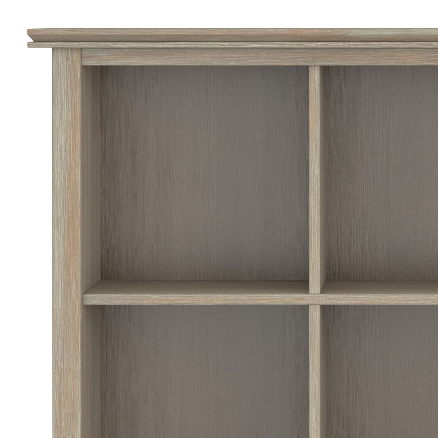 Simpli Home Artisan 45 inch x 43 inch Solid Wood Transitional 9 Cube Bookcase and Storage Unit in Distressed Grey