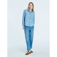 thumbnail image 2 of Free Assembly Women's and Women’s Plus Embroidered Hearts Denim Shirt with Long Sleeves, Sizes XS-4X, 2 of 5