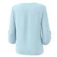 thumbnail image 7 of KTFgvq Women's Scoop Neck 3/4 Sleeve Blouses, Relaxed Fit Casual Tops, Solid Color Tees, Lightweight Linen for Vacation, Summer, Light Blue L, 7 of 7