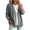 Gray, variant on Women V Neck Two Button Denim Jacket Three Quarter Sleeve Side Pocket Loose Casual Outer Coat