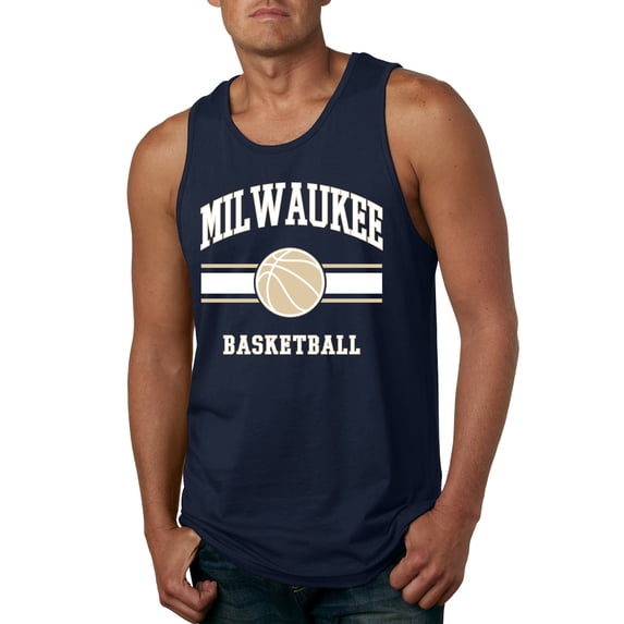 Wild Bobby City of Milwaukee Basketball Fantasy Fan Sports Mens Tank Top, Navy, Large