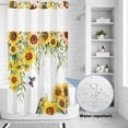 thumbnail image 2 of No Hook Shower Curtain, Spring Sunflowers Shower Curtains for Bathroom with See Through Top Window, Birds Watercolor Botanical Garden Floral Waterproof & Washable Bath Curtain Narrow 54"x78", 2 of 9