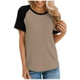 thumbnail image 2 of kttectoa Raglan Loose Fit Tunic T-Shirt Women's Tops Color Block Graphic Tee Tops Short Sleeve Crewneck Tee Tops for Women Get It Today Street Wear, 2 of 5