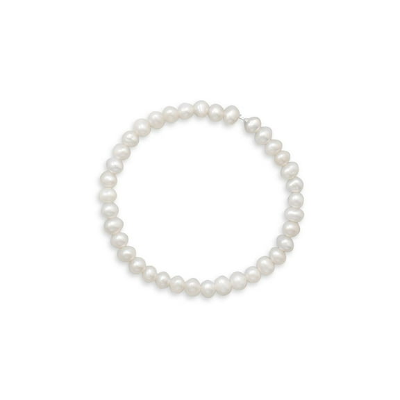 White Cultured Freshwater Pearl Small Stretch Bracelet