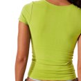 thumbnail image 4 of Camiseta Camisa básica de mujer Color sólido Top sin costuras Cuello cuadrado Ropa informal de calle Traje Ygjytge Verde S para Mujer, 4 of 8