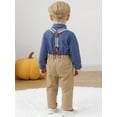 thumbnail image 6 of Baby Boy Clothes Outfit Formal Suits Newborn Print Romper Shirts Suspender Pants Hat Bowtie 4pcs, 6 of 21