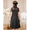 thumbnail image 7 of Arshiner Tween Girls Dress Semi Formal Contrast Mesh Short Sleeve Black Funeral Party Dresses Kids Clothes 11-12 Years, 7 of 7
