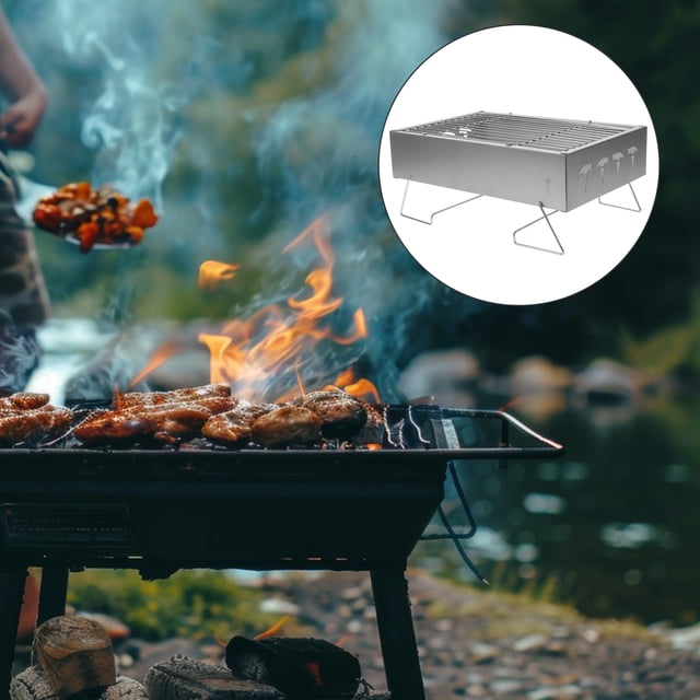 Phenofice BBQ Stove for Outdoor Portable Grill Rectangular Family Friends 1Set
