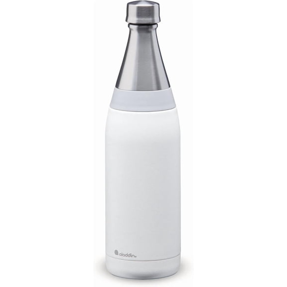 Aladdin Fresco Thermavac Stainless Steel Water Bottle, 20 oz (0.6L), Vacuum Insulated, Leakproof Lid, BPA-Free, Snowflake White