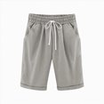 thumbnail image 5 of Kaprioy Running Shorts for Girls Girls Bermuda Shorts Knee Length Straight Leg Shorts Loose Casual Solid Drawstring Elastic Waist Short Pants Bermuda Shorts Kids, 5 of 6