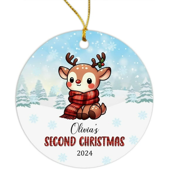 Second Christmas Ornament, Personalized Baby Ornament Christmas 2025, Customized Name & Year Baby's 2nd Xmas Ornament for Dad Mom, Ornament for Baby Girl Baby Boy, Baby Decor qVuMDx