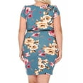 thumbnail image 3 of Women's Plus Size Floral Work Dresses Short Sleeve Round Neck with Belt, 3 of 6