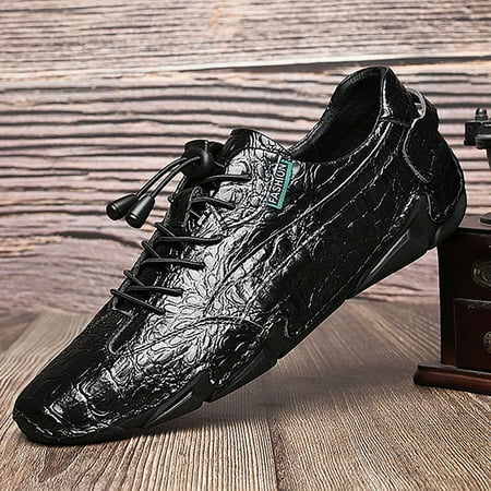 

LYCAQL Men Shoes Men s Large Size Casual British Style PU Leather Soybean Shoes Round Head Soft Bottom Comfortable Mens Dress Sneaker (Black 11.5)