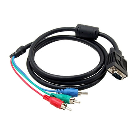 VGA HD15 to 3 RCA TV/HDTV Audio Video Cable Black 55"