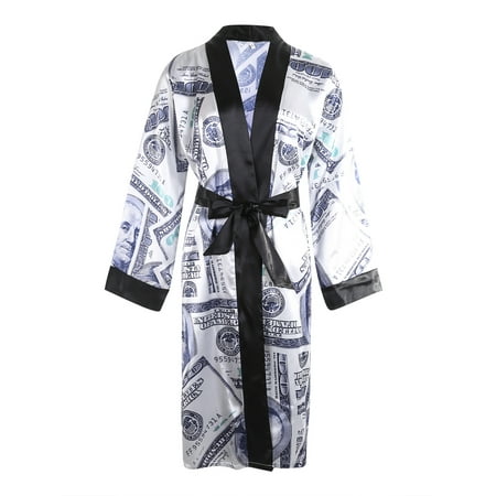 

Dewadbow Women Satin Silk Robes Trendy Long Sleeve Silky Bathrobe Sleepwear