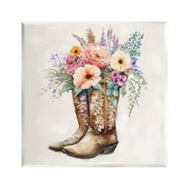Stupell Industries Country Cowboy Boots Bouquet Botanical & Floral Painting Unframed Art Print Wall Art