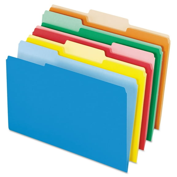 Pendaflex 4350 1/3 ASST 1/3-Cut Tabs Assorted Legal Size Interior File Folders - Assorted Colors (100/Box)