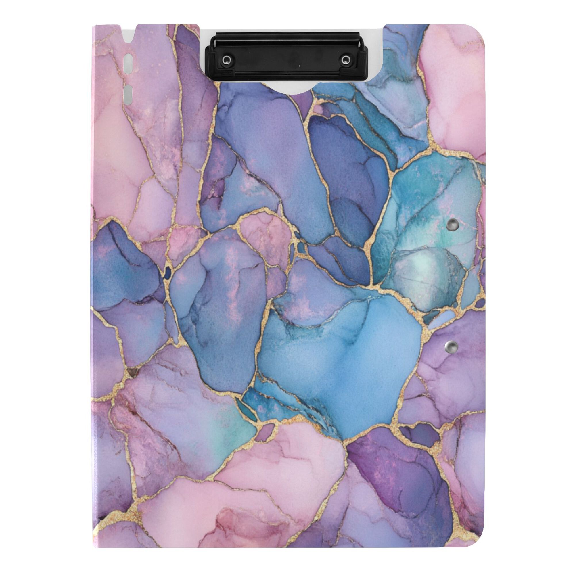 FORMRS A4 Clipboard Folder with Pen Holder Horizontal Foldable School Office Binder, Pink Marble Pattern
