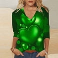 thumbnail image 2 of Women's St Patricks Day Shirt 3/4 Sleeve Tshirt V Neck Saint Patrick's Tunic Tops Irish Outfit Saints Tops Casual TeeSummer Shirt Cozy Pullover Green Clover T-Shirts Women Trendy S-5XL, 2 of 5