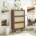 thumbnail image 2 of Shoe Cabinet Storage, Fluted Organizer Cabinet with 3 Flip Drawers, Hidden Shoe Rack Freestanding Shoe Organizer with Legs for Hallway,Walnut, 2 of 7