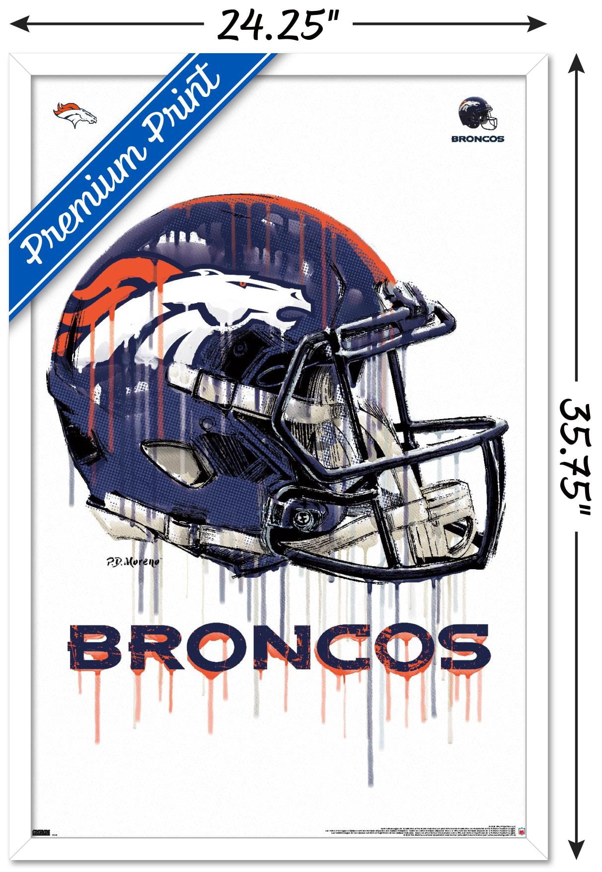 NFL Denver Broncos - Drip Helmet 20 Wall Poster, 22.375" x 34", Framed