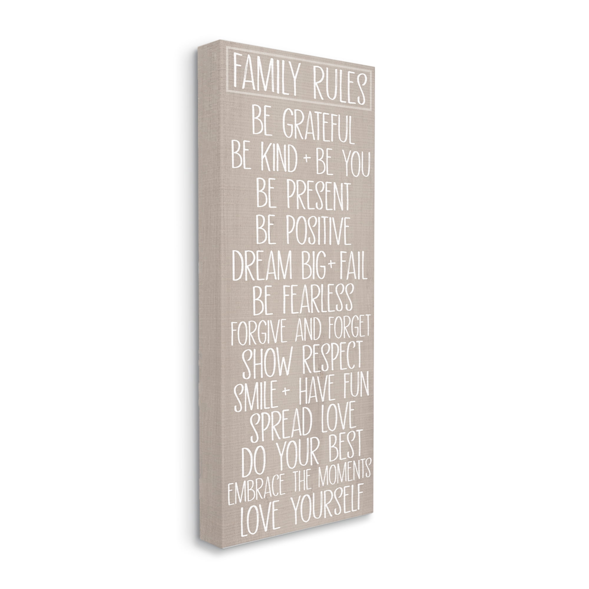 Stupell Industries Family Rules Uplifting List Typography Painting Gallery Wrapped Canvas Art Print Wall Art, 20 x 48