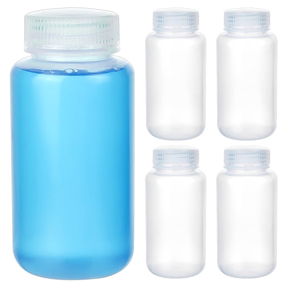5pcs Mouth Lab Reagent Bottle DIY 250ml Water Sample Bottle Laboratory Grade Container Sealed Leak-proof Clear PP Bottle Travel Water Sample Bottles