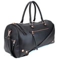 thumbnail image 3 of Women's Studded Large Leather Weekender Duffel Bag with Rose Gold Hardware and Satin Interior - Big 22" Size - Black, 3 of 7