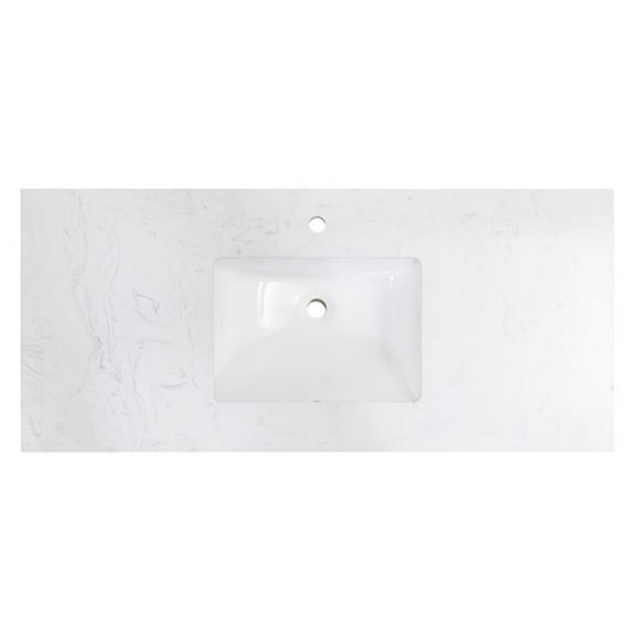Pemberly Row 49" Composite Stone Single Basin Vanity Top - White w/ White Basin