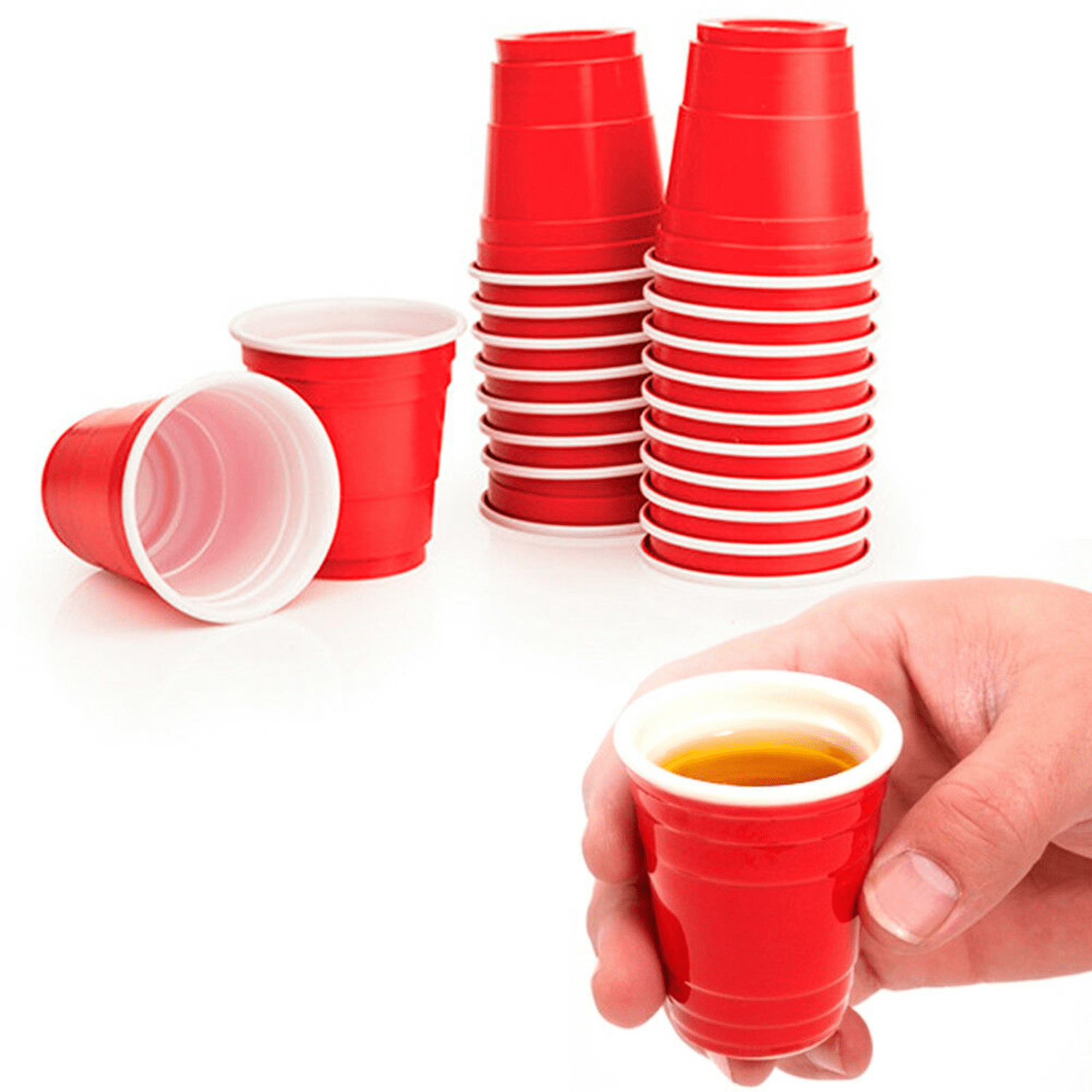 Disposable Shot Glasses - 100 Mini Cups Red Party - Plastic Shot Cups -  Shots - Bomb Cups - Beer Pon…See more Disposable Shot Glasses - 100 Mini  Cups