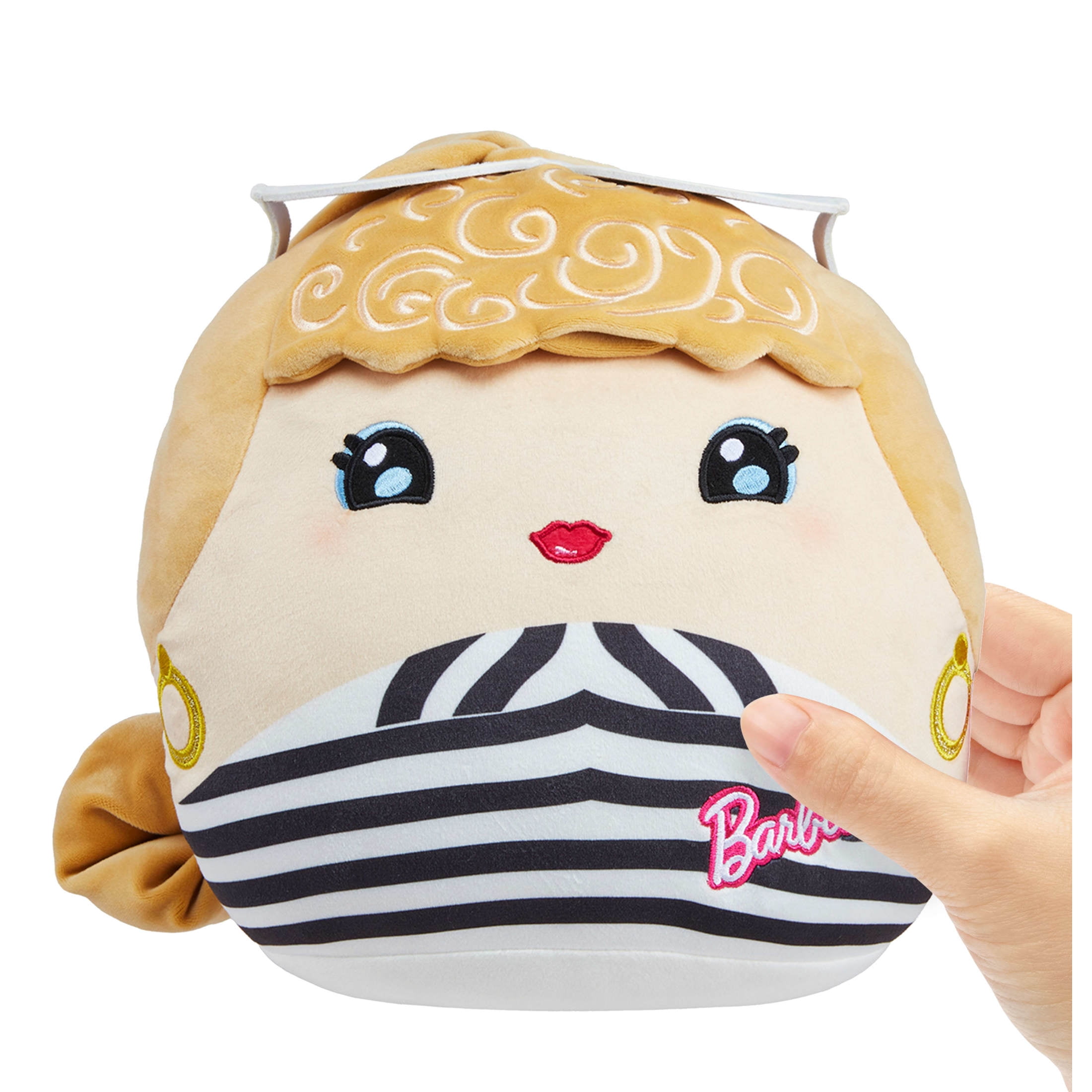 Barbie Cuutopia Plush, 10-inch Soft Pillow Doll with Chevron Swimsuit & Felt Sunglasses, Collectible Toy