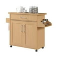 thumbnail image 1 of Hodedah Wheeled Kitchen Island with Large Spice Rack and Towel Holder, Beech, 1 of 8