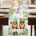 thumbnail image 3 of Table Runners 120 Inches Long Dress Scarves, St. Patrick's Day Farmhouse Coffee/Dining/Kitchen Table Runner for Living Room, Green Gnomes Lucky Shamrocks Grey Farm Wooden 13x120 Inch, 3 of 9