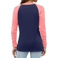 thumbnail image 3 of Hearthz Raglan Sleeve Women's Top Color Block Long Sleeve Shirts for Women Dressy Casual Fall V-Neck Button Henley Shirts for Women Loose Fit, 3 of 4