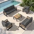 thumbnail image 3 of Clouddwell 7-Seats Aluminum Patio Furniture Set, Outdoor Metal Sofa Conversation Set with Coffee Table for Pool Garden Porch Backyard, Dark Gray, 3 of 7