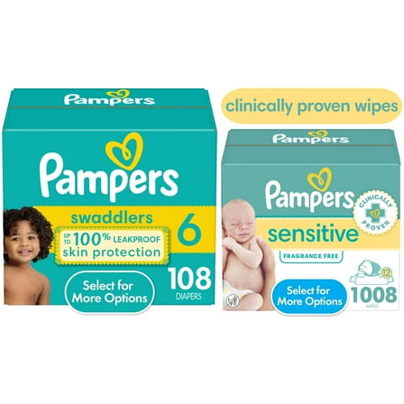 Pampers Swaddlers/Sensitive Wipes Bundles Size 6