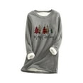 thumbnail image 2 of Haut Chaud pour Femmes et Pull d'Hiver Décontracté Mode en Peluche Chaud Imprimé de Noël Manches Longues Col Rond Tenue de Voyage pour Femmes en Solde, 2 of 6
