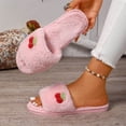 thumbnail image 3 of Taqqpue Open Toe Slipper for Women Women Fashionable Casual Winter Open Toe Home Friendly Soft Cotton Flat Slippers Fuzzy House Slippers Gift for Women, 3 of 9