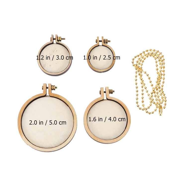 5 Pcs Cross Stitch Fixing Frame Embroidery Mini Wood Hoops DIY Wooden Stitch for Crafting Sewing Stitching (2.5cm, 3cm, 4cm, 5cm Round Shape Style