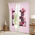 thumbnail image 3 of Erosebridal Floral Monogrammed H Black Out Curtains, Pink Damask Curtains Pack of 2 (42x63 Each), 3 of 6
