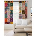 thumbnail image 2 of Spring Floral Blackout Curtains for Bedroom/Living Room, Thermal Insulated Kitchen Curtains, Summer Botanical Vintage Checkered Colorful Grommet Darkening Window Treatment Drapes 52"x72"x2, 2 of 8