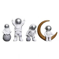 4 Pcs Astronaut Figure Statue Figurine Spaceman Sculpture Educational Toy Desktop Home Decoration Astronaut Model Silver