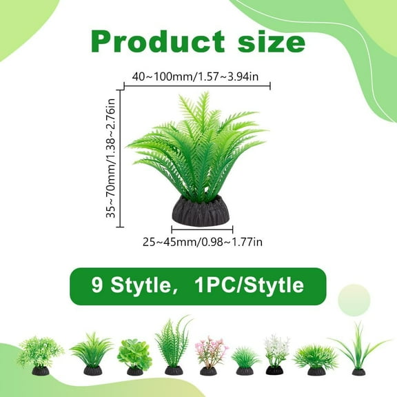 9pcs Betta Fish Leaf Pad 9 Styles Plastic Artificial Aquarium Plants Decorations Fish-Tank Plants Natural Habitat for Home Office Aquarium Small Fish-Tank Decoration