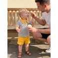 thumbnail image 6 of BemeyourBBs Toddler Baby Boys Mama's Little Dude Outfit Summer Clothes Short Sleeve Lapel Letter Embroidery Striped Button Shirt Tops and Pockets Shorts Set, 6 of 9