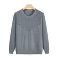thumbnail image 4 of ManxiVoo Classic Crewneck Sweater For Women Soft Lightweight Pullover Long Sleeve Loose Fit Breathable Lounge Casual Wear XXL Size Grey, 4 of 5