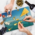 thumbnail image 4 of Lighthouse Cutting Board, Day by the Seaside Sailboats Lighthouse Rocks Clear Sea Clouds Island Seascape, Decorative Tempered Glass Cutting and Serving Board, Large Size, Multicolor, by Ambesonne, 4 of 5