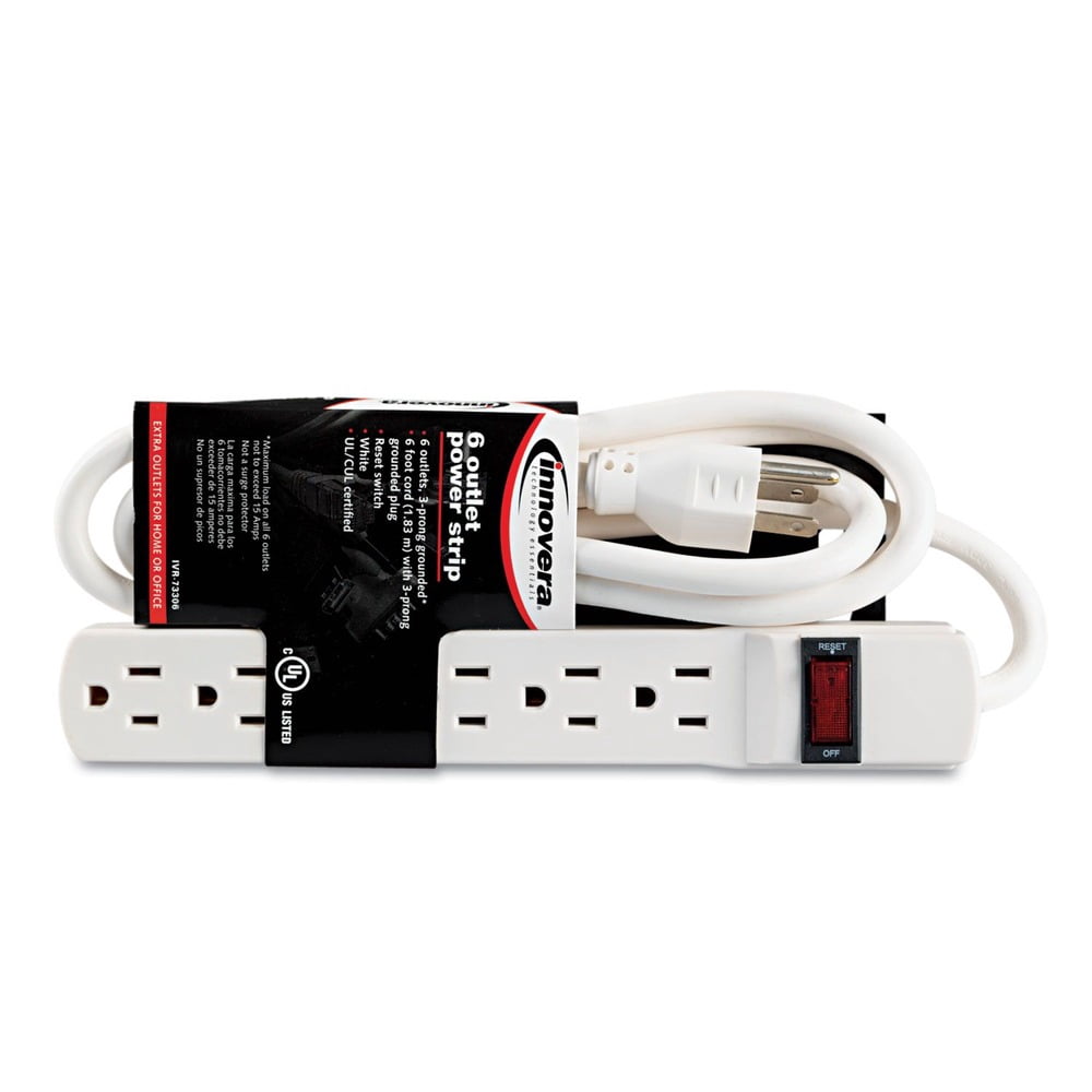 Innovera IVR73306 6-Outlet 1.94 in. x 10.19 in. x 1.19 in. Power Strip with 6 ft. Cord - Ivory